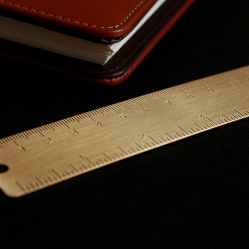 Ergonflow Gold Brass Ruler - Vintage Metal Copper Bookmark Dual Scale Engraved 4.75" (12Cm) Set of 2 - Image 4